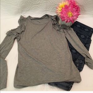 Francesca’s Ruffle Cold Shoulder Top